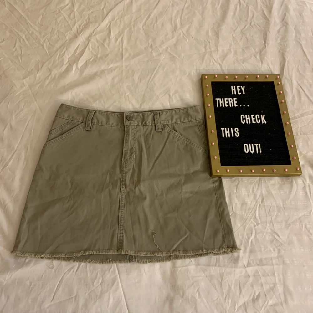GAP Army Green Causal Plain Jean Skirt